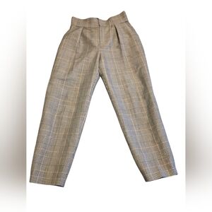 United Arrows Green Label Relaxing Tan Plaid Pants Wool Blend Fully Lined Sz 38